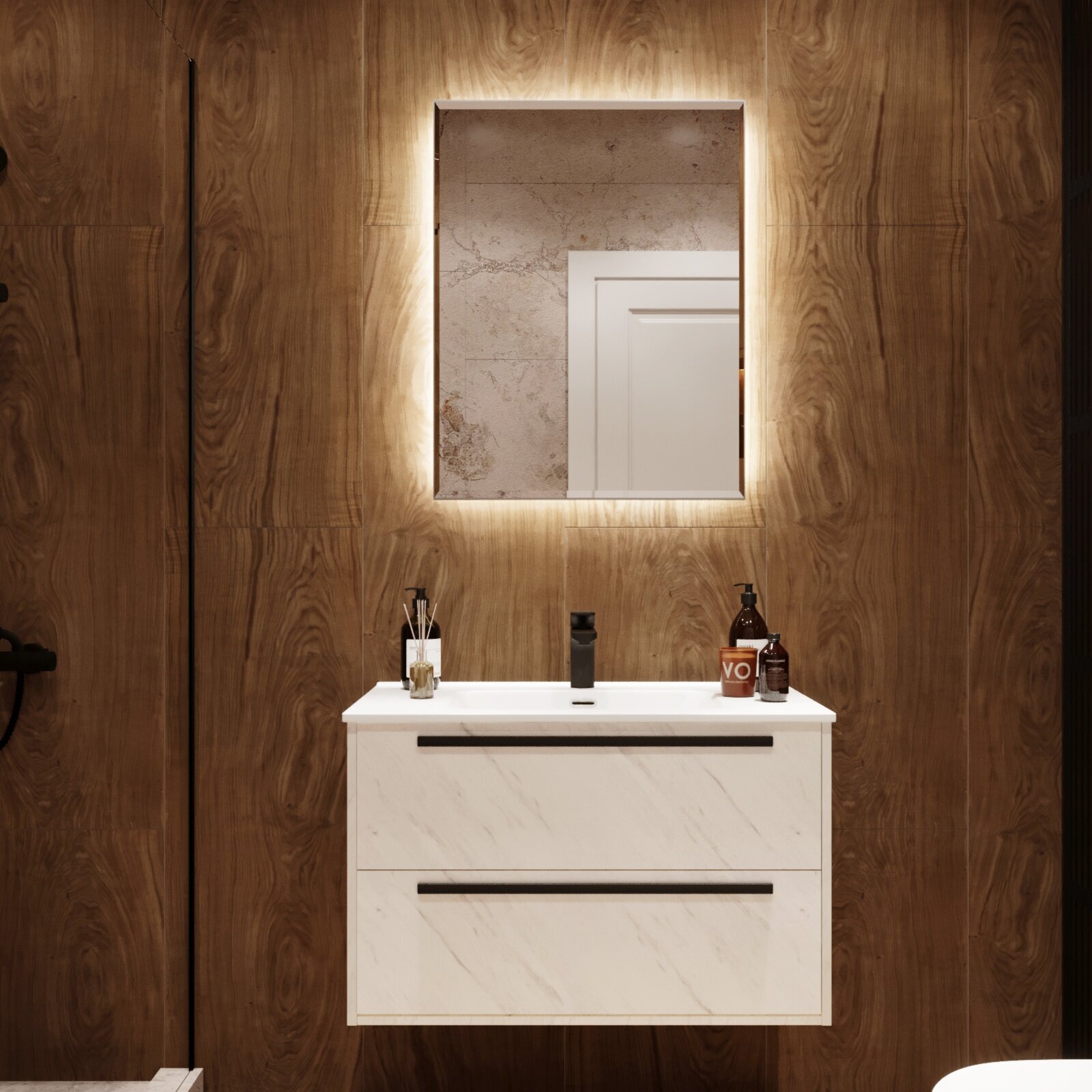 Зеркало для ванной с подсветкой белладжио 80 х 60 см бесконтактный сенсор включения, профиль серебро