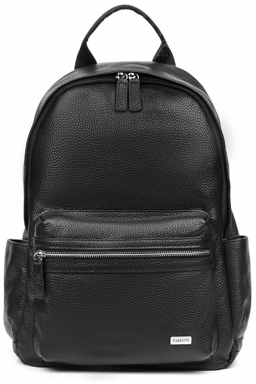 Рюкзак FABRETTI, натуральная кожа, отделение для ноутбука, вмещает А4, внутренний карман, черный