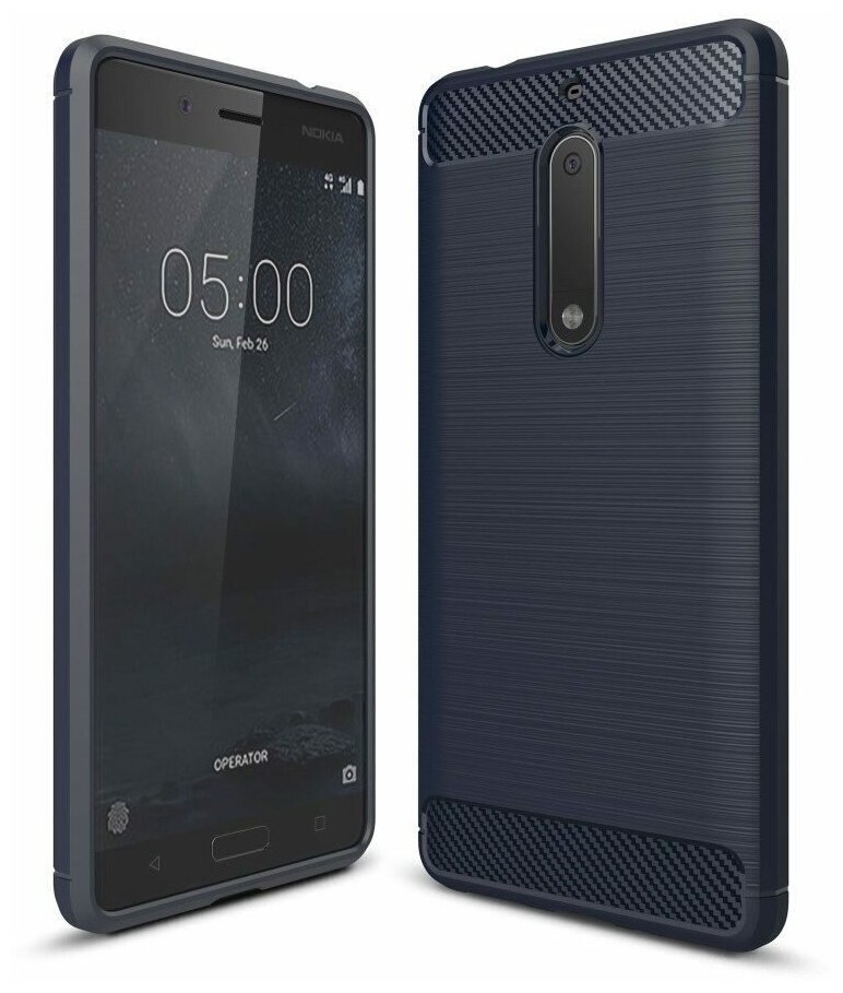 Чехол-накладка Carbon Fibre для Nokia 5 (темно-синий)