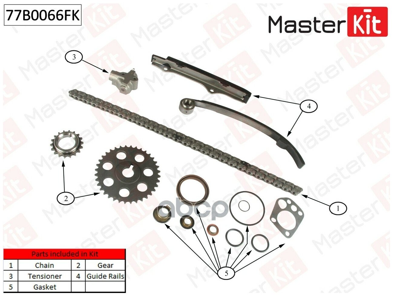 MASTERKIT 77B0066FK Комплект цепи ГРМ Ford Maverick 2.4 i 93-98NISSAN Terrano II 2.4 I KA24E 92-02