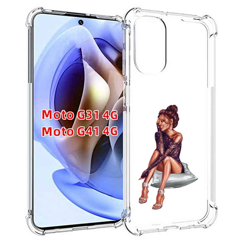 Чехол MyPads Девушка-на-подушке женский для Motorola Moto G31 4G / G41 4G задняя-панель-накладка-бампер