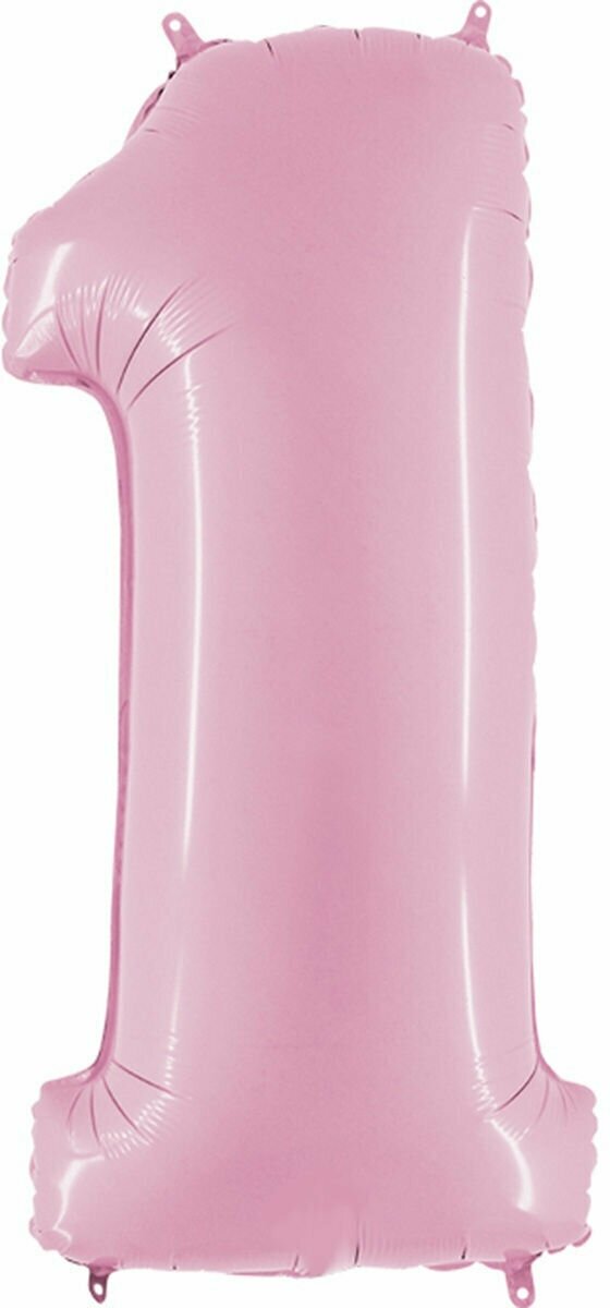 Воздушный шар Цифра 1, нежно-розовый, 101 см