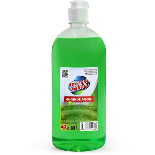 Жидкое мыло Чистый выбор Зеленое яблоко, 1000 мл.