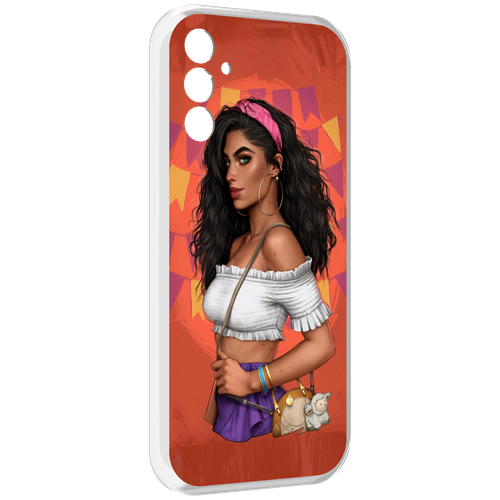 Чехол MyPads девушка-с-сумкой-мулатка женский для Samsung Galaxy M13 задняя-панель-накладка-бампер