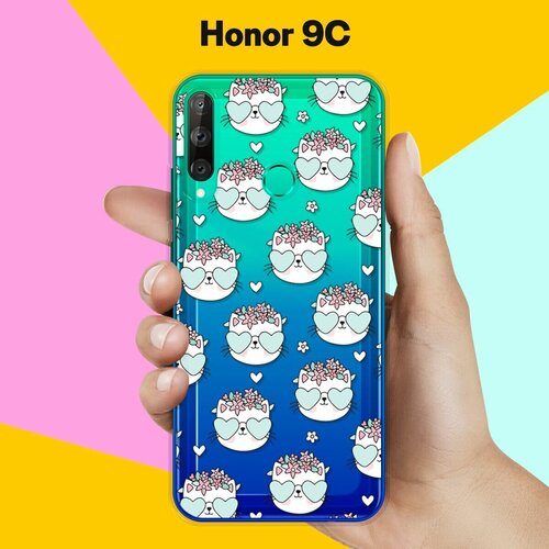 Силиконовый чехол Узор из котов на Honor 9C силиконовый чехол на honor 9c узор из такс для хонор 9ц