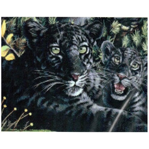 Набор для вышивания Kustom Krafts 99397 Черная пантера с детенышами