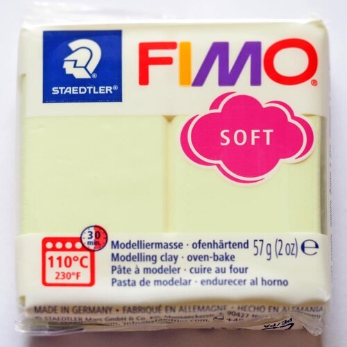 полимерная глина fimo soft 8020 39 мята peppermint 56 г цена за 1 шт Полимерная глина Fimo Soft 8020-105 ваниль (vanilla) 56 г, цена за 1 шт.