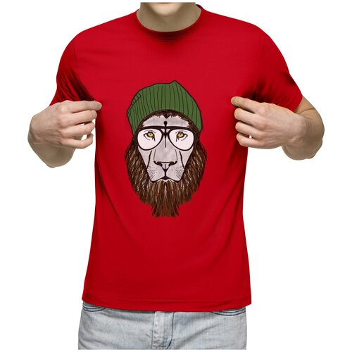 фото Мужская футболка «лев герой» (xl, темно-синий) us basic