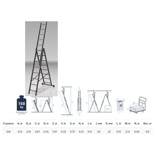 Лестница монтажная Startul ST9944-08 201474214 см 13657₽
