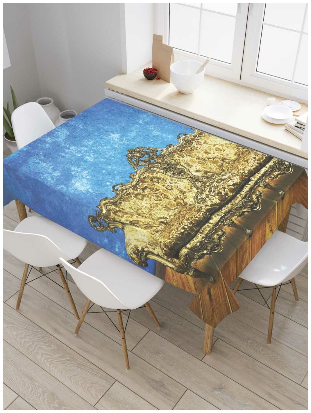 Скатерть прямоугольная JoyArty на кухонный стол "Диван в стиле Барокко" из оксфорда, 120x145 см