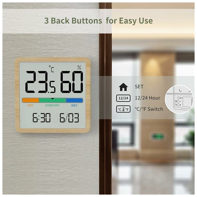 Цифровой термометр-гигрометр с ЖК дисплеем - фотография № 3