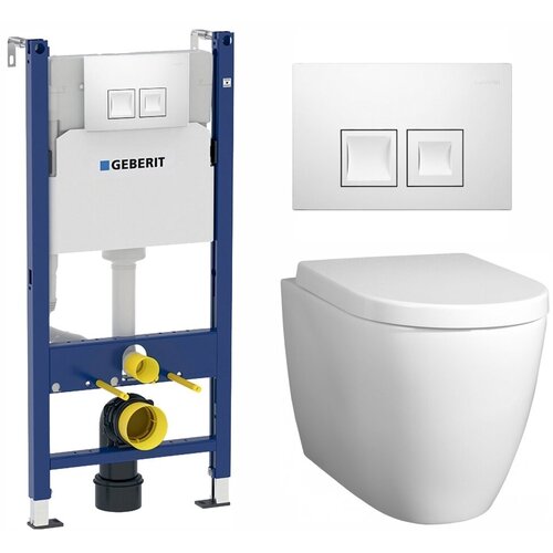 Комплект 3 в 1 инсталляция Geberit Duofix + Унитаз подвесной BelBagno Marino + кнопка белая