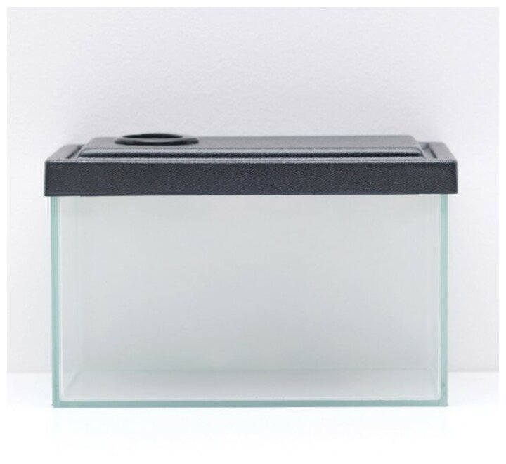 Пижон Аквариум прямоугольный с крышкой, 5 литров, 25 x 13 x 15,5/18 см, чёрный - фотография № 3