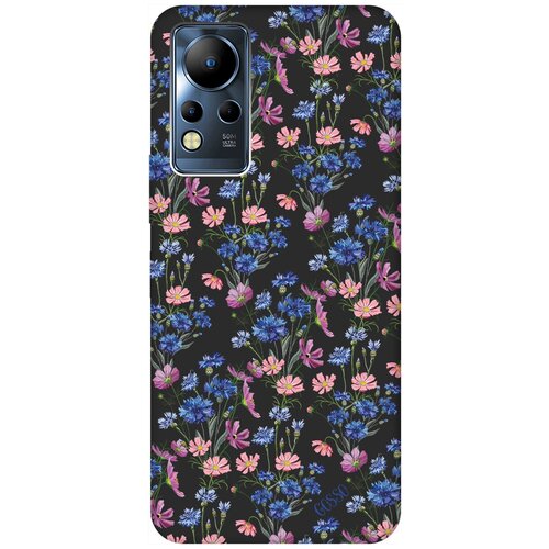 Матовый Soft Touch силиконовый чехол на Infinix Note 12 G88 / Инфиникс Нот 12 с 3D принтом Lovely Cornflowers черный матовый soft touch силиконовый чехол на infinix note 12 g88 инфиникс нот 12 с 3d принтом lovely cornflowers черный