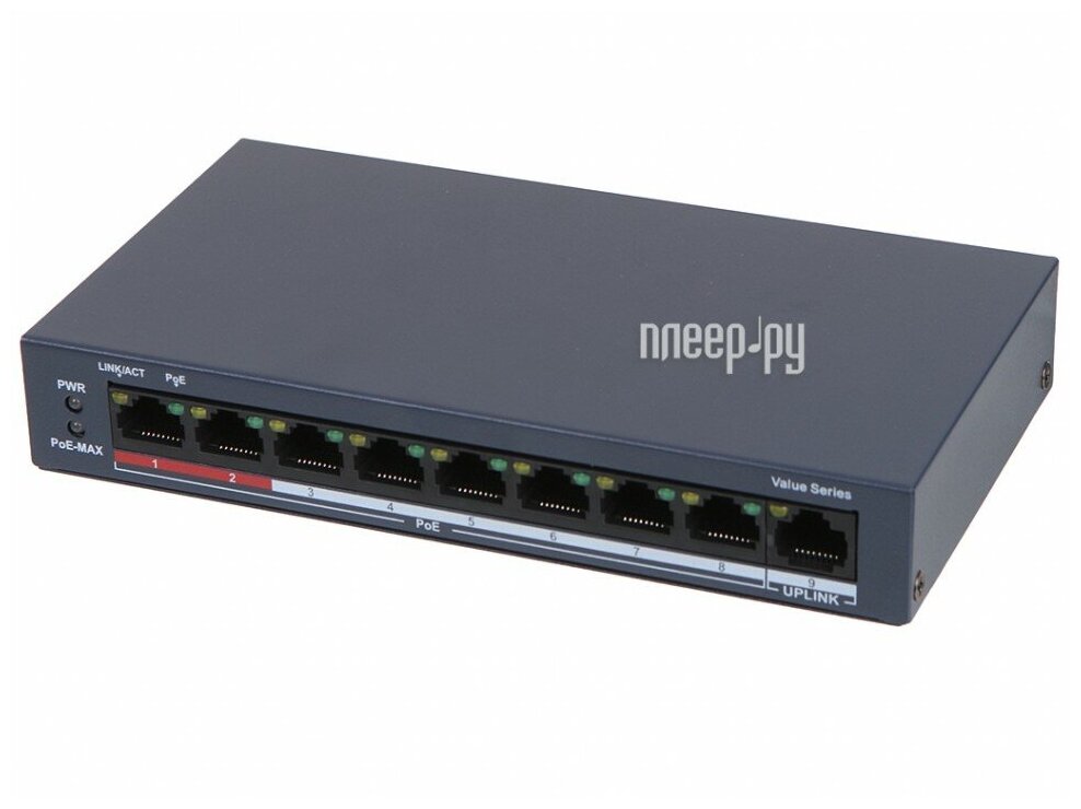 Коммутатор Hikvision 9PORT 100M 8POE DS-3E0109P-E/M(B)