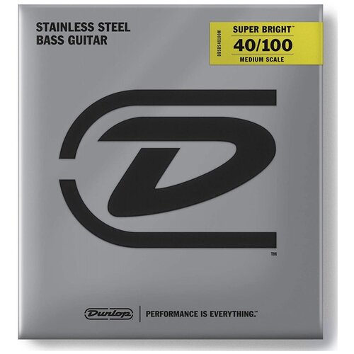 фото Dunlop super bright steel dbsbs40100m струны для бас-гитары, medium, 40-100