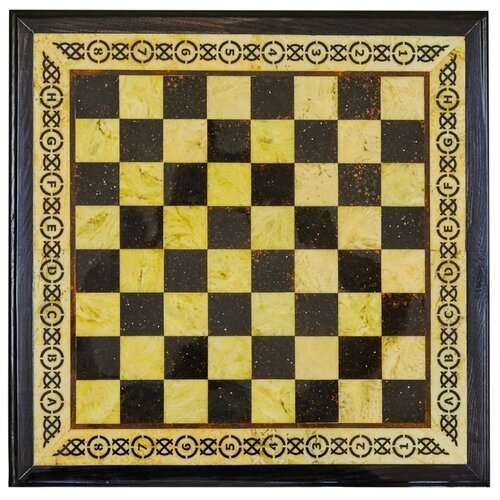 Шахматный ларец из янтаря с выдвижными ящиками (дуб) 50*50