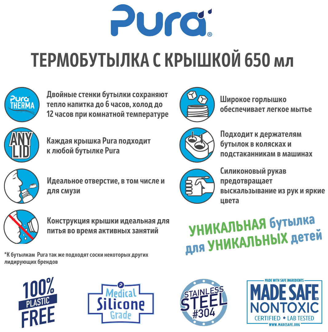 Стальная термобутылка Pura 650 мл зеленый - фотография № 5