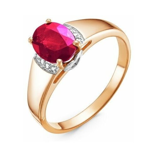 Кольцо Del'ta, комбинированное золото, 585 проба, рубин, бриллиант, размер 19 кольцо с рубином и бриллиантами из белого золота