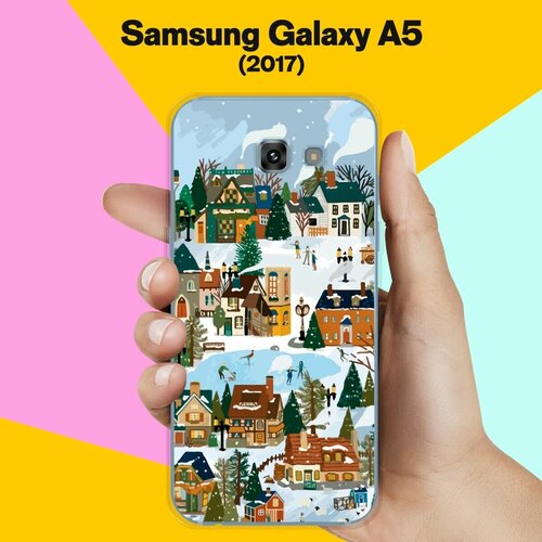 Силиконовый чехол на Samsung Galaxy A5 (2017) Зимний пейзаж / для Самсунг Галакси А5 2017 жидкий чехол с блестками деда мороз в санках на samsung galaxy a5 2017 самсунг галакси а5 2017