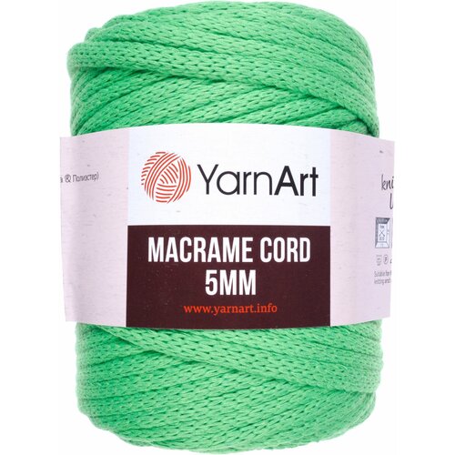 Пряжа YarnArt Macrame cord 5mm яркий зеленый (802), 60%хлопок/40%полиэстер/вискоза, 85м, 500г, 2шт