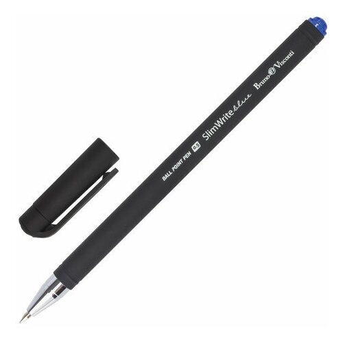 Ручка шариковая BRUNO VISCONTI SlimWrite, комплект 50 шт, Black, синяя, корпус черный, узел 0.5 мм, линия письма 0.3 мм, 20-0009