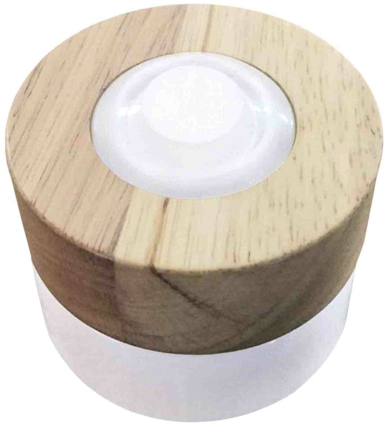 Светодиодный светильник в форме круга с деревянным основанием / Накладной светодиодный круглый светильник / LED освещение для внутренних помещений / 3Вт / 3000К / 210Лм / IP44 / 220В / белый / 12-100 / d-80 мм