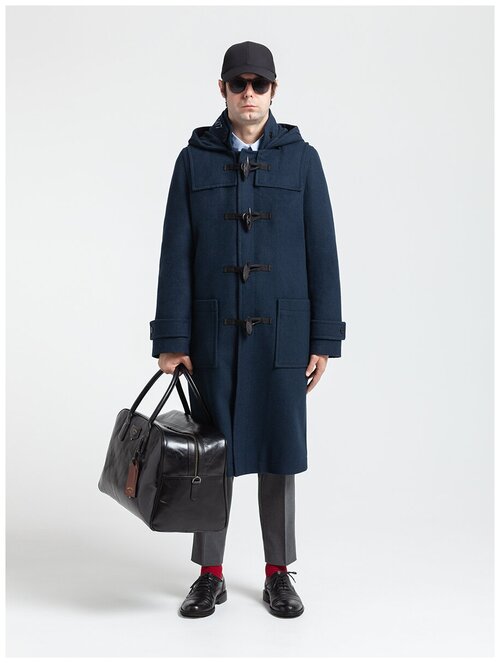 Пальто Walleysmark, силуэт прямой, капюшон, карманы, размер XL, синий