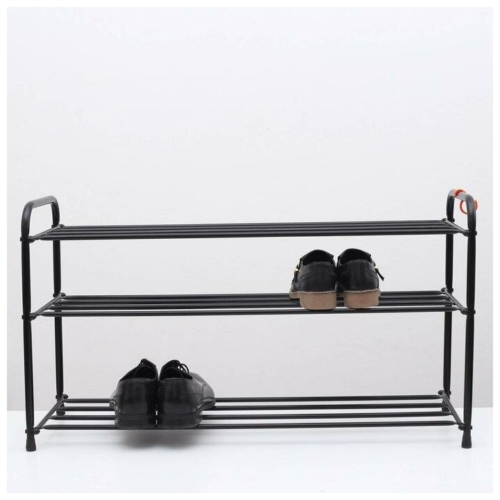 Подставка для обуви, полка для рассады, хранение обуви, органайзер для обуви, 3 яруса, 87×30×48 см, цвет чёрный - фотография № 3
