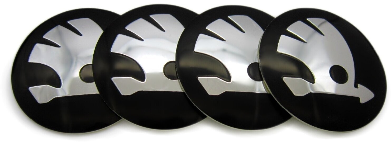 Наклейки на колесные диски и колпаки Skoda new 54 мм алюминий сфера