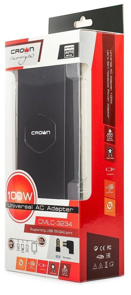 Сетевое зарядное устройство Crown CMLC-3234 чёрный