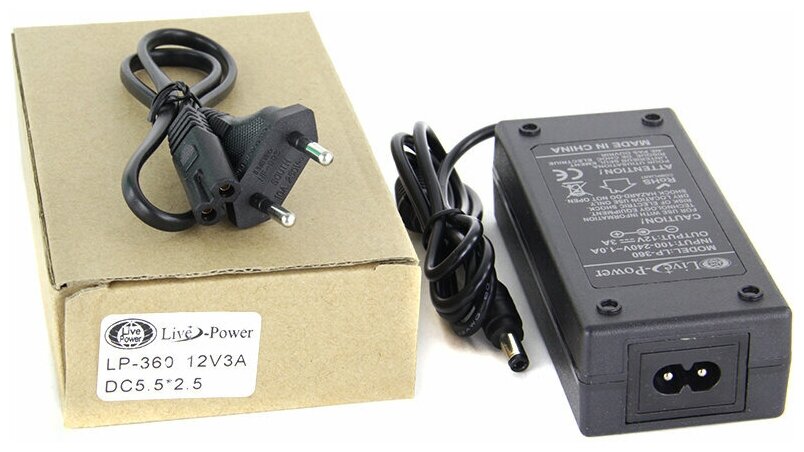 Адаптер питания 12V импульсный Live-Power LP-360 12V/3A=3A (штекер 5,5*2,5).