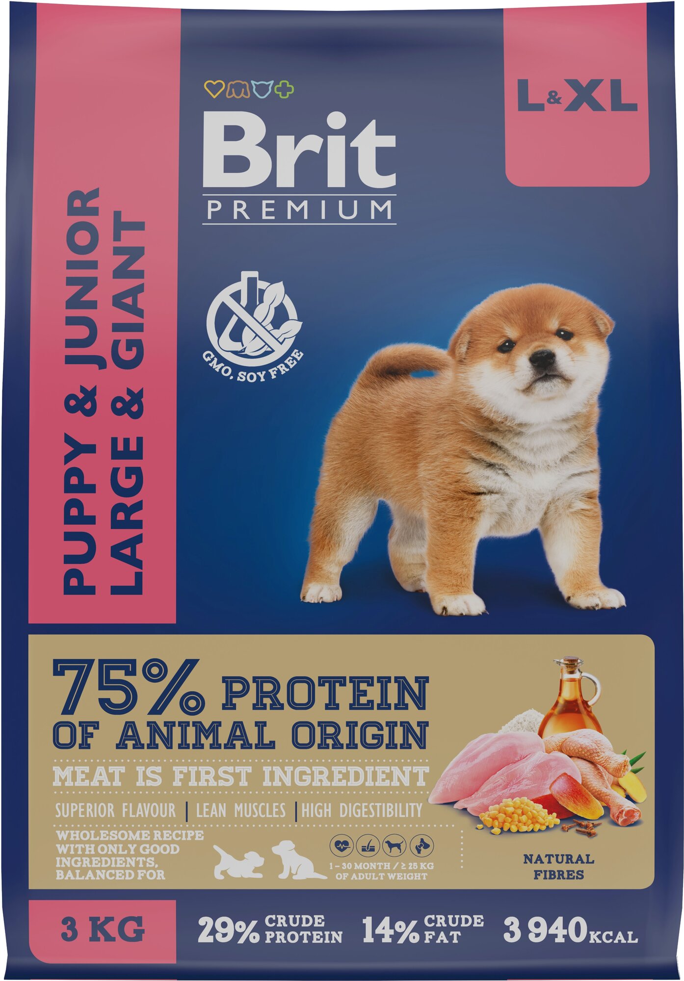 Brit Premium Dog Puppy and Junior Large and Giant для щенков крупных и гигантских пород Курица, 3 кг.