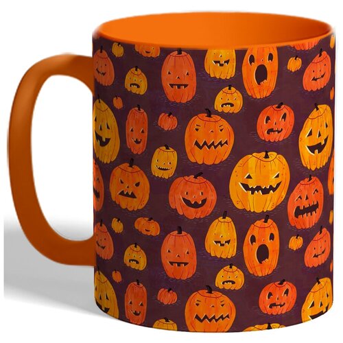 фото Кружка хэллоуин, тыквы и надпись happy halloween drabs