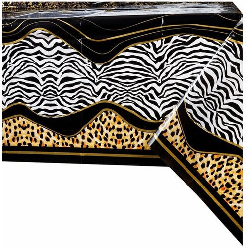 Скатерть праздничная одноразовая полиэтиленовая Riota для праздника Сафари принт, 130х180 см