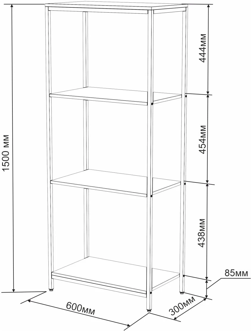 Стеллаж, этажерка, пенал, шкаф для книг металлический деревянный напольный в скандинавском стиле SKANDIWOOD Bergen (Chicago) 60x30x150 см, белый - фотография № 7