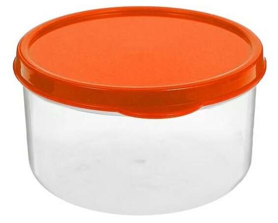 Контейнер круглый Доляна, пищевой, 300 мл, цвет оранжевый - фотография № 1
