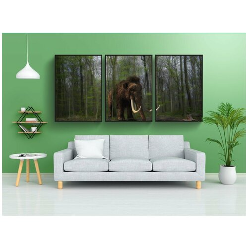фото Набор модулных постеров для интерьера "мамонт, тигр, составление" 60x90 см. в тубусе, без рамки lotsprints