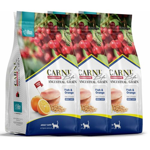 CARNI LIFE Adult рыба с апельсином и клюквой 1,5кг для кошек х 3шт.