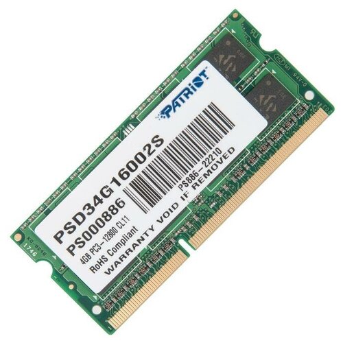 Модуль памяти SO- DIMM DDR-3 PC-12800 4Gb PATRIOT PSD34G16002S 