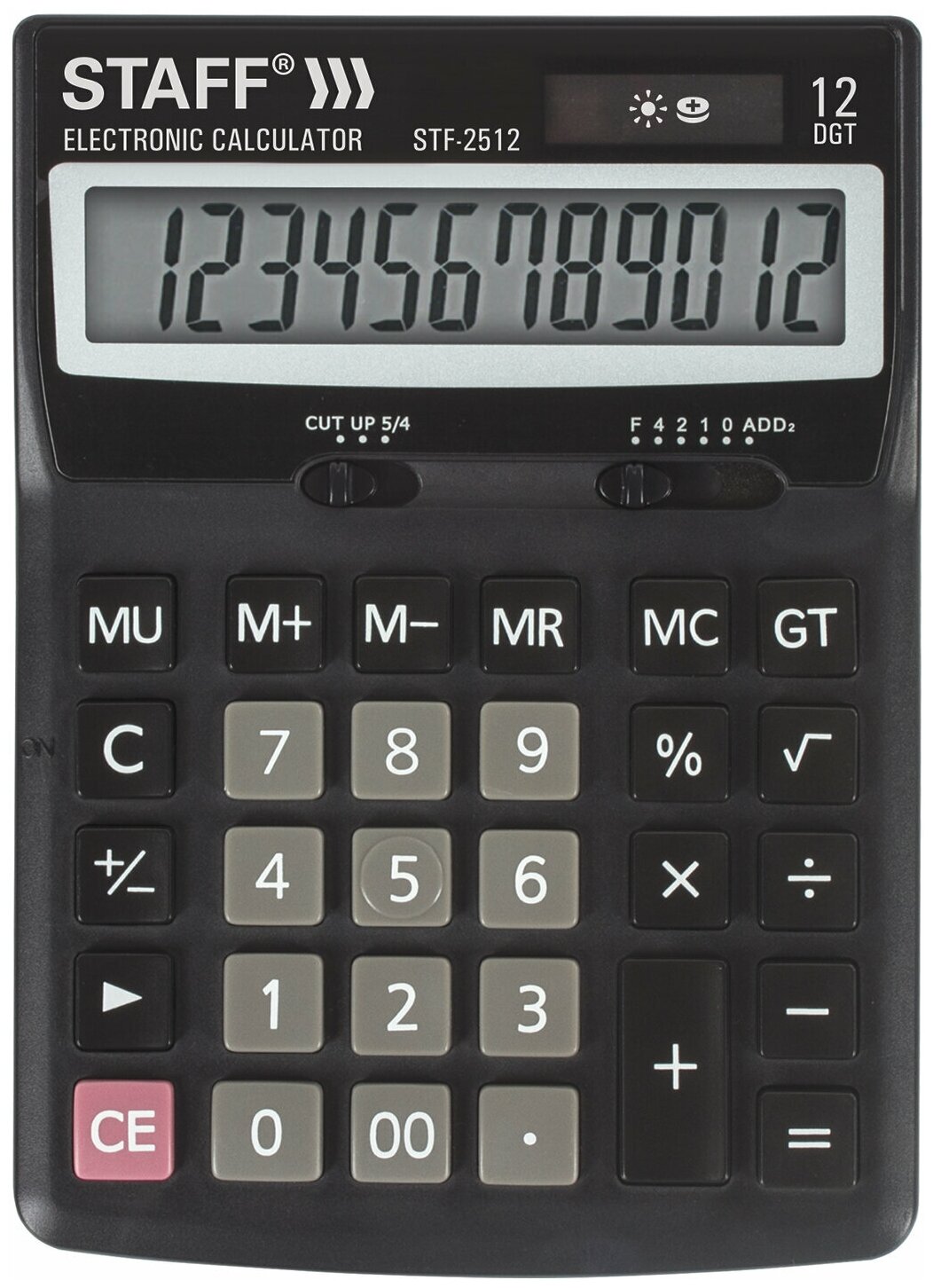 Калькулятор настольный STAFF STF-2512 (170×125 мм) 12 разрядов двойное питание 250136