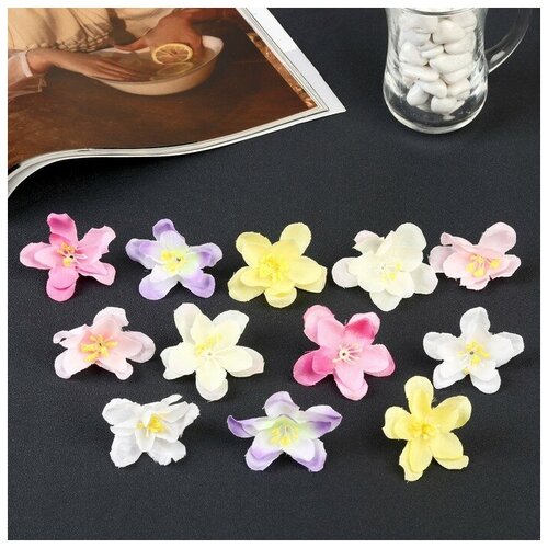 фото Декор для творчества "цветок на ножке" набор 12 шт микс 2х5,5х5,5 см mikimarket