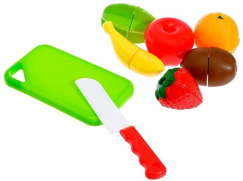 Набор предметов для резки "Фрукты" на липучках, 8 предметов — фото 1