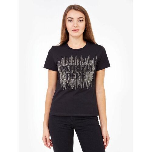 Футболка PATRIZIA PEPE, хлопок, однотонная, размер 42, черный