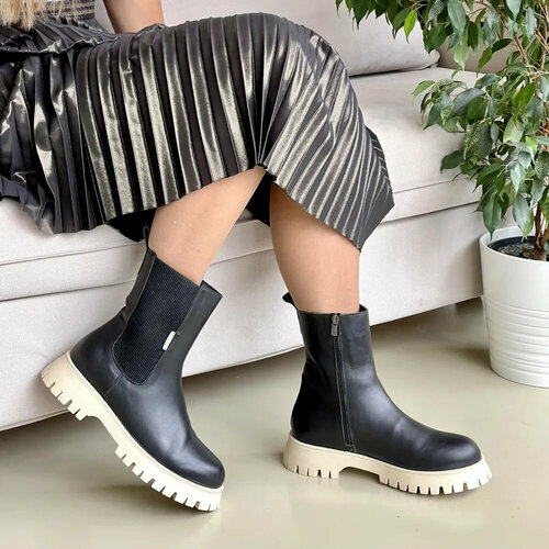 фото Ботинки evromoda, размер 39, черный, бежевый