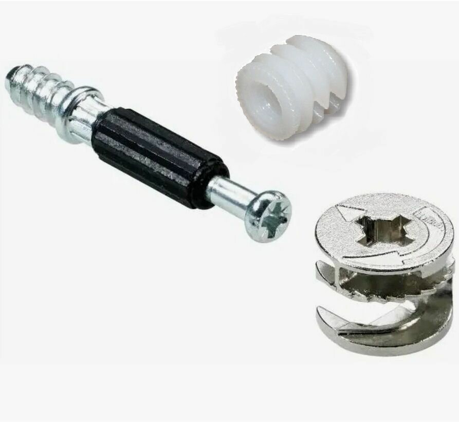 фото Комплект HETTICH эксцентрик Rastex 15/18 D + дюбель TWISTER DU 644 М6 + футорка D10, пр-во Германия, 20 шт.