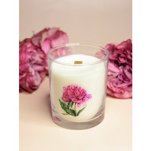 Свеча ароматическая в стакане с деревянным фитилем 