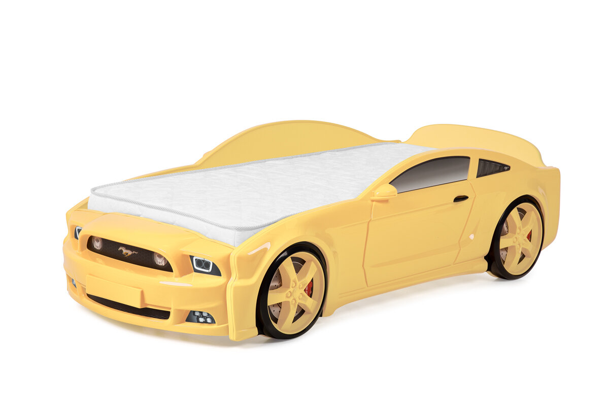 Futuka Kids кровать-машина Light 3D "Mustang", цвет солнечный