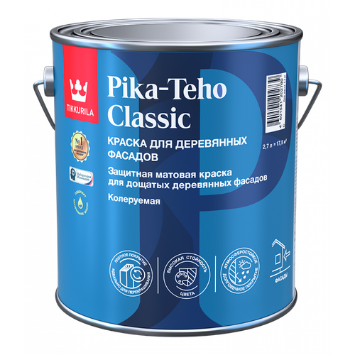 фото Краска для домов pika-teho classic база c матовая 2,7 л tikkurila