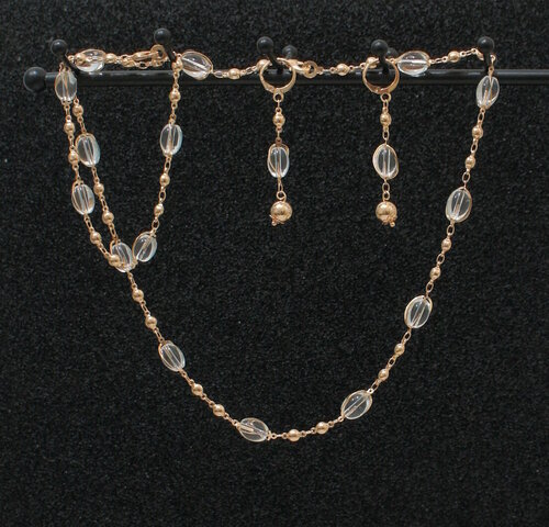 Комплект бижутерии Fashion jewelry: цепь, серьги, браслет, размер браслета 20 см, размер колье/цепочки 50 см, золотой
